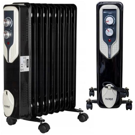 Calorifer electric Floria ZLN3659,Negru 2000 W, 9 elementi, 3 trepte de putere, Termostat reglabil, Protectie supra-incalzire, Indicator luminos,  [6]
