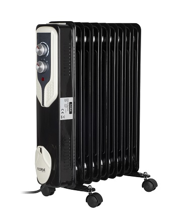 Calorifere electrice - Calorifer electric Floria ZLN3659,Negru 2000 W, 9 elementi, 3 trepte de putere, Termostat reglabil, Protectie supra-incalzire, Indicator luminos, 