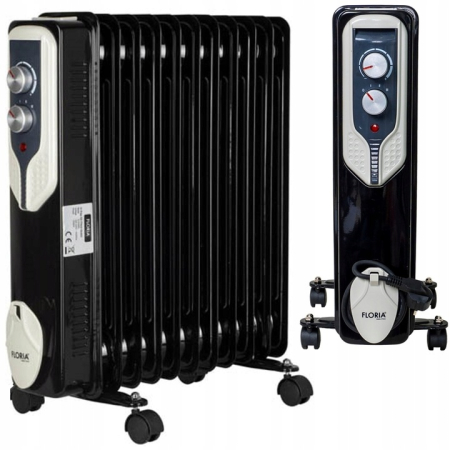 Calorifer electric Floria ZLN3666,Negru 2500 W, 11 elementi, 3 trepte de putere, Termostat reglabil, Protectie supra-incalzire, Indicator luminos,  [5]