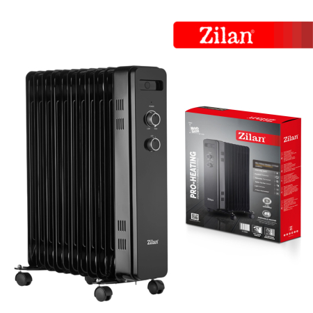 Calorifer electric zilan ZLN8450 Negru, putere 2500W, 11 elementi, siguranta la cadere [2]