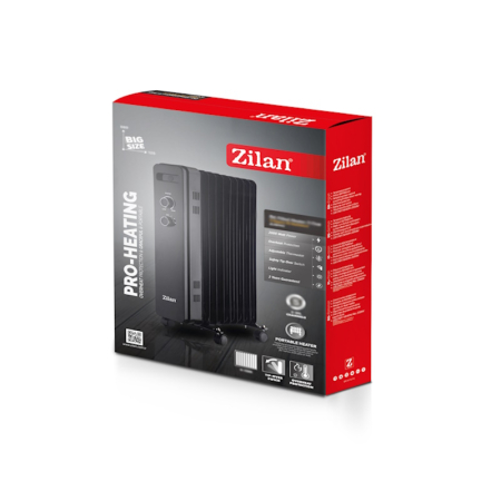 Calorifer electric zilan ZLN8450 Negru, putere 2500W, 11 elementi, siguranta la cadere [1]