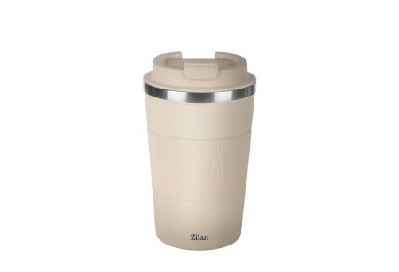 Termosuri si Cani termos - Cana de cafea Zilan ZLN9877 termos, capacitate 380ml, interior din inox, pereti dublii, crem