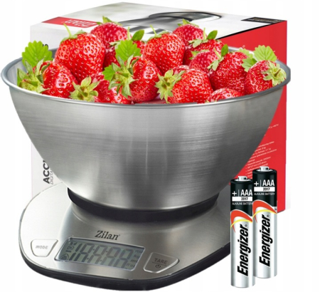 Cantar alimentar digital Zilan ZLN2960 Gri, ecran LED, indicator de baterie scazuta, inox [4]