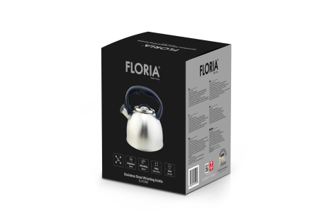 Ceainic din inox cu fluier Floria ZLN1269, Exterior polishat, Compatibil gaz, electric  inductie, Capacitate 3L [1]