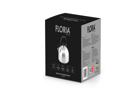 Ceainic din inox cu fluier Floria ZLN1276, Exterior polishat, Compatibil gaz, electric  inductie, Capacitate 3L [1]