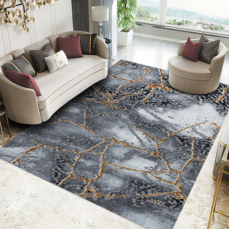 Covoare Moderne - Covor Modern Living , Dormitor  Dreptunghiular Marmara D636R Gri Gold
