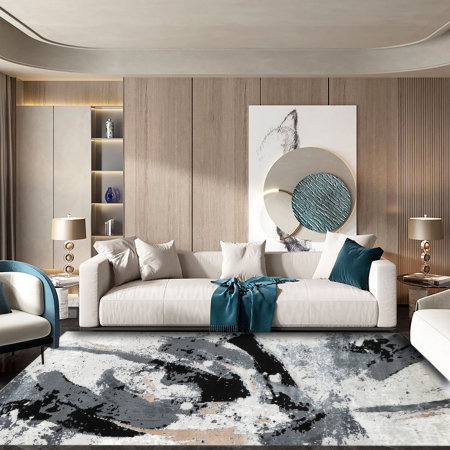 Covoare Moderne - Covor Modern Living , Dormitor  Dreptunghiular Yaman 1656B Gri/Black