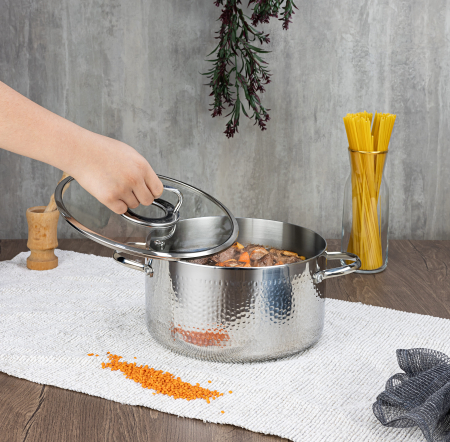 Cratita din inox Zilan ZLN1320, 4.5L, Diametru 24 cm, Manere nituite, Compatibil gaz, inductie  electric, Compatibil masina de spalat vase [2]