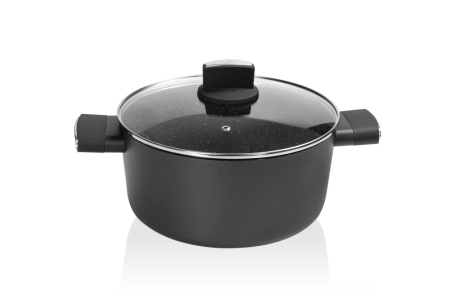 Cratita Zilan ZLN0867 Negru cu invelis din marmura, 5 straturi, 28 cm si manere fine la atingere, 7.1 L [3]