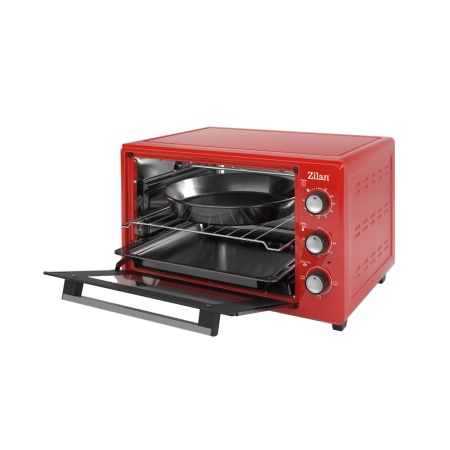 Cuptor electric Zilan ZLN5322 Gusto, Capacitate 35L, Temperatura maxima 250C, Timer, Element incalzire ascuns, Putere 1800W, Rosu [2]