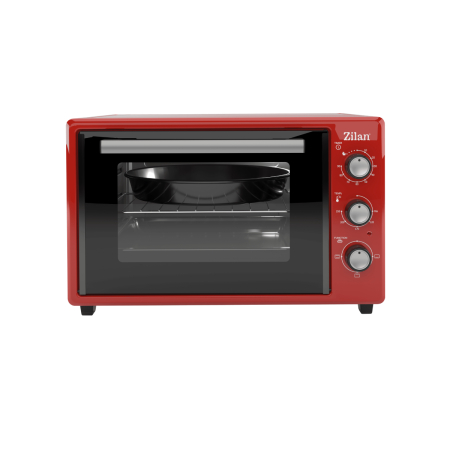 Cuptoare electrice - Cuptor electric Zilan ZLN5322 Gusto, Capacitate 35L, Temperatura maxima 250C, Timer, Element incalzire ascuns, Putere 1800W, Rosu