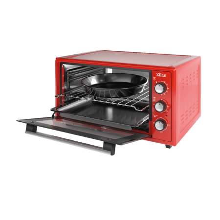 Cuptor electric Zilan ZLN5650, Putere 2000W, Capacitate 45L, Timer, Termostat, 3 trepte putere, interior emailat, Rosu [2]