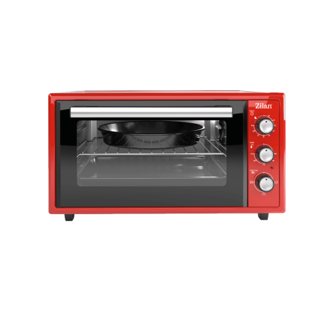 Cuptoare electrice - Cuptor electric Zilan ZLN5650, Putere 2000W, Capacitate 45L, Timer, Termostat, 3 trepte putere, interior emailat, Rosu