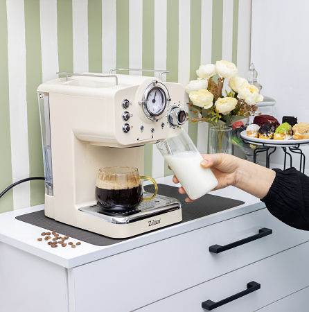 Espressor manual Zilan ZLN2992 Crem,15 Bar, 1.25 l, 1100W, Design Retro [8]