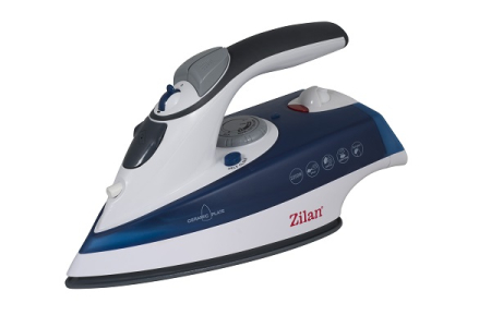 Ingrijire tesaturi - Fier de calcat talpa ceramica ZILAN ZLN8082,Albastru Putere 2200W, calcare cu aburi si uscata, functie autocuratare,