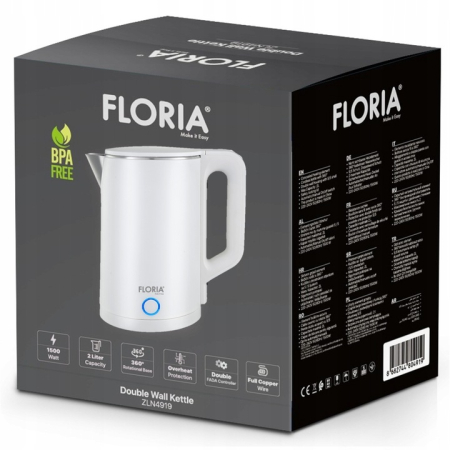 Fierbator electric Floria ZLN4920 Alb, putere 1500W, capacitate 2 litri, protectie la supraincalzire [3]