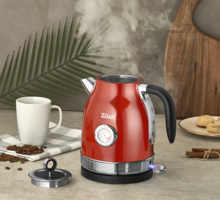 Fierbator RETRO Zilan ZLN7033 Rosu, Capacitate 1.7 Litri, Putere 2200W, Rotire 360 [2]