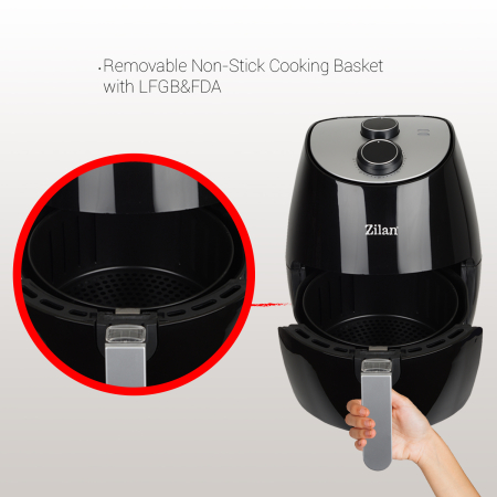 Friteuza Air Fryer, ZILAN ZLN3598, Negru 1350 W, Capacitate 2.6 L, Timer 30 min, [5]