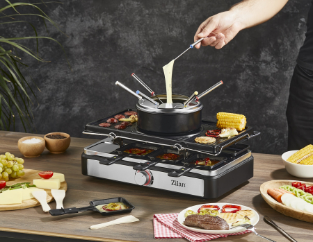 Gratar electric cu fondue Zilan ZLN8856, raclette, putere 1400 W, indicator luminos [11]
