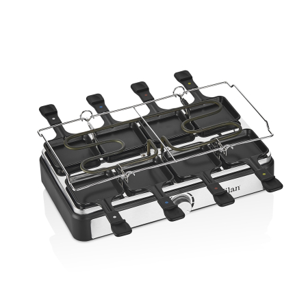 Gratar electric cu raclette Zilan ZLN8863, placa de piatra si placa de aluminiu, putere 1400 W, Gri [1]