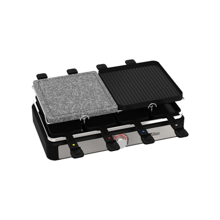 Gratar electric cu raclette Zilan ZLN8863, placa de piatra si placa de aluminiu, putere 1400 W, Gri [8]
