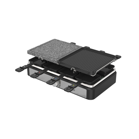 Gratar electric cu raclette Zilan ZLN8863, placa de piatra si placa de aluminiu, putere 1400 W, Gri [9]