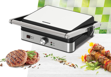 Gratar electric Heinner SunsetGrill HEG-K2000SS, 2000W, Placi antiaderente, Temperatura reglabila, Deschidere 180˚, Tava colectare ulei [2]
