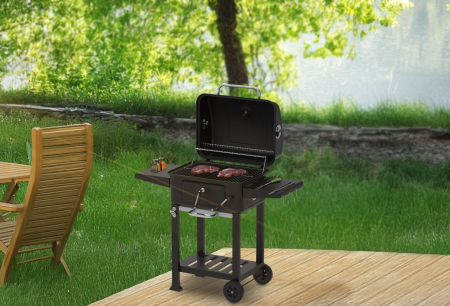 Gratar pentru exterior Zilan ZLN3574, Fabricat din materiale durabile, Grila de gatit 54x42.5 cm din otel cromat, Termometru incorporat, Mobilitate pe roti [6]
