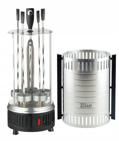 Gratar vertical Zilan ZLN5565 argintiu, putere 900W, rotatie automata, 5 bete pentru frigarui [6]
