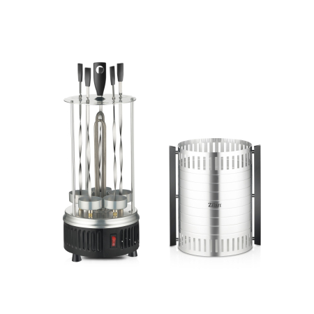 Gratar vertical Zilan ZLN5565 argintiu, putere 900W, rotatie automata, 5 bete pentru frigarui [1]