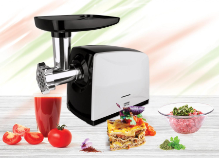 Masina de tocat carne MG-2100BKWH, 2100 W, accesoriu rosii, Cutit Inox, Negru/Alb [3]