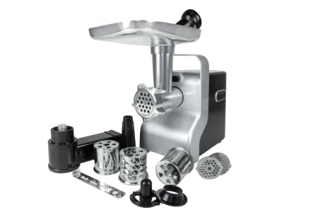 Masini de tocat - Masina de tocat carne multifunctionala ZILAN ZLN0126, Negru/Gri 2100 W, 3 viteze, Accesorii pentru feliat legume, Accesoriu pentru carnati, Accesorii pentru feliere si maruntire, Cutit inox,