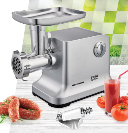 Masina de tocat Heinner MG-2100SS, 2100W, Accesoriu rosii, Accesoriu carnati, Cutit si site inox [3]