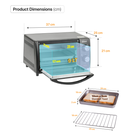 Mini cuptor Zilan-Roza ZLN4328, 9L, 800W, Geam dublu, Temporizator 60 min [5]