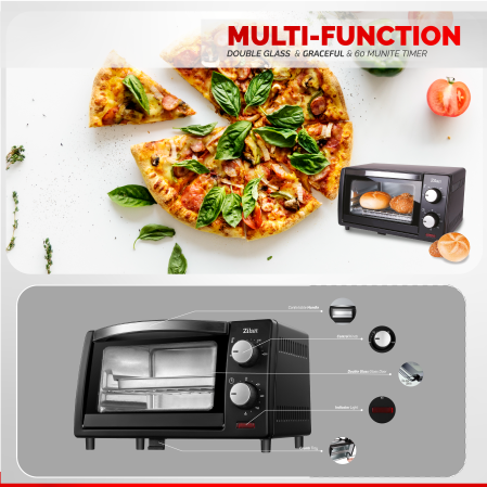 Mini cuptor Zilan-Roza ZLN4328, 9L, 800W, Geam dublu, Temporizator 60 min [7]