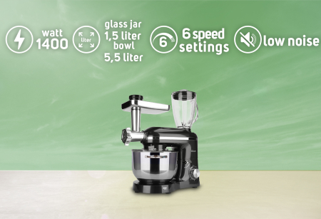 Mixer, blender si masina de tocat 3 in 1 Zilan ZLN1772 Negru, 6+1 nivele de control al vitezei, 1400W [6]