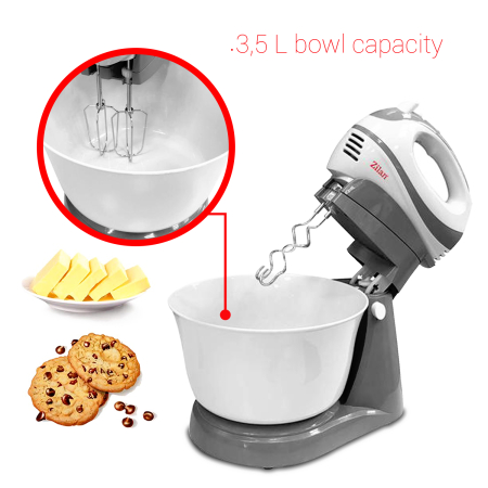 Mixer cu Bol capacitate mare 3.5litri ZILAN ZLN8419, putere 300W, functie turbo [12]
