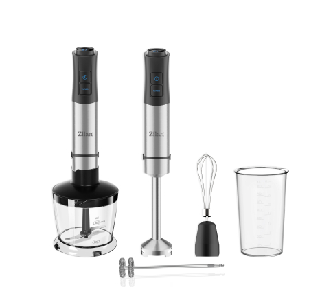 Mixere - Mixer vertical 5 in 1 Zilan ZLN3939, Putere 1200W, 12 trepte de viteza, Functie Turbo, Afisaj digital, Inox
