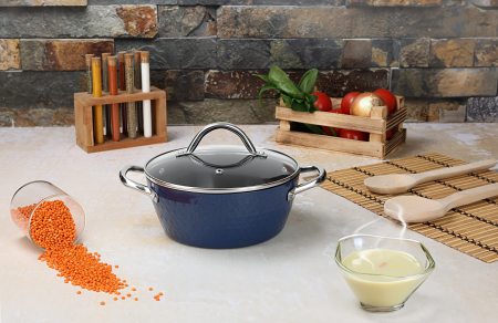 Oala cu capac Zilan ZLN9600 diamond, cu baza de inductie, ceramica si inox, usor de spalat, 20 cm,2.1L [7]