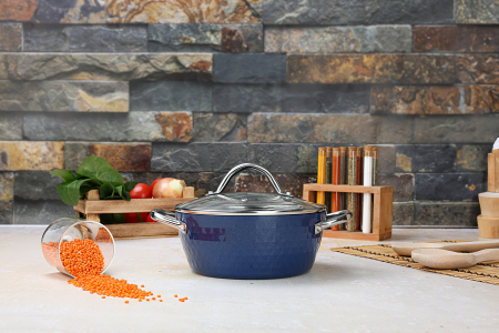 Oala cu capac Zilan ZLN9600 diamond, cu baza de inductie, ceramica si inox, usor de spalat, 20 cm,2.1L [6]