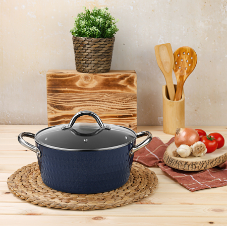 Oala cu capac Zilan ZLN9617 diamond, cu baza de inductie, ceramica si inox, usor de spalat, 24 cm,4L [3]