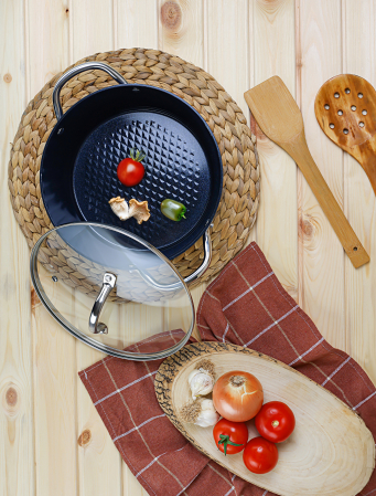 Oala cu capac Zilan ZLN9617 diamond, cu baza de inductie, ceramica si inox, usor de spalat, 24 cm,4L [4]