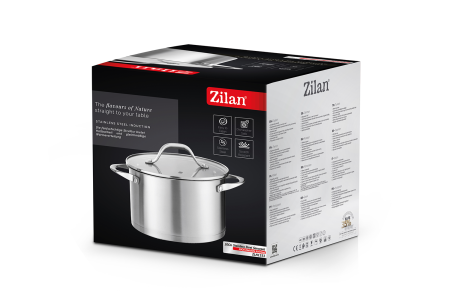 Oala din inox Zilan ZLN1351, 3L Diametru 20 cm, manere nituite, Compatibil gaz, inductie  electric, Compatibil masina de spalat vase [1]