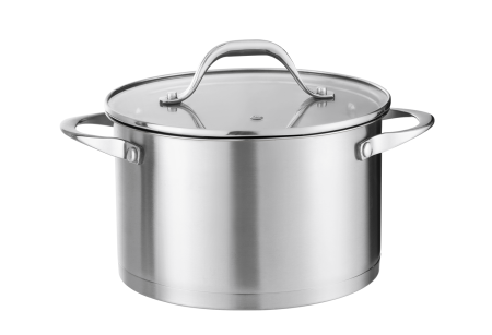 Vase pentru gatit - Oala din inox Zilan ZLN1368, 5.5L, Diametru 24 cm, manere nituite, Compatibil gaz, inductie  electric, Compatibil masina de spalat vase