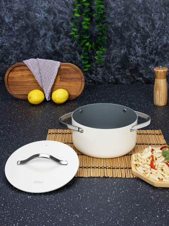 Oala Zilan ZLN0866 din 5 straturi de material, 20 cm diametru, capacitate 2.7l, Otel inoxidabil, Manere nituite [5]