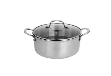 Oale - Oala Zilan ZLN9648 cu capac, tri-ply, inox, antiaderent, protectie la zgarieturi, usor de spalat, 24 cm,4.3L