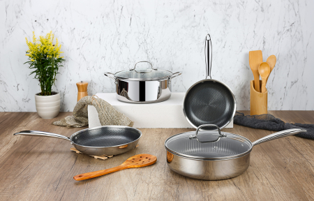 Oala Zilan ZLN9648 cu capac, tri-ply, inox, antiaderent, protectie la zgarieturi, usor de spalat, 24 cm,4.3L [5]