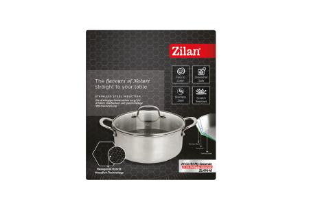 Oala Zilan ZLN9648 cu capac, tri-ply, inox, antiaderent, protectie la zgarieturi, usor de spalat, 24 cm,4.3L [4]