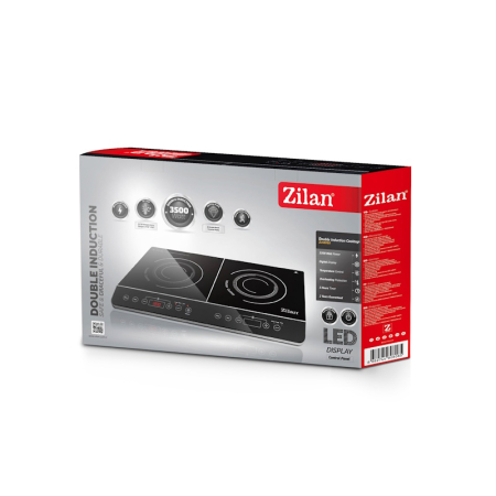 Plita cu inductie Zilan ZLN8088 Neagra, doua ochiuri, putere 3500W, geam din cristal negru [9]