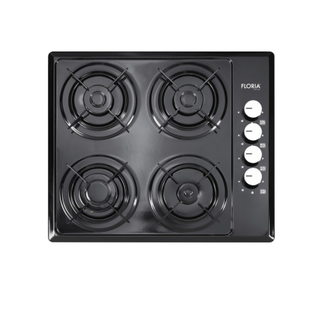Aragazuri - Plita incorporabila Floria ZLN1864 GPL si Gaz natural, 4 ochiuri, duze de schimb incluse, aprindere electrica, Negru 60x50x6cm